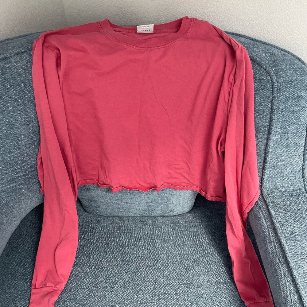 Outdoor Voices Pink Long Sleeve Crop Top